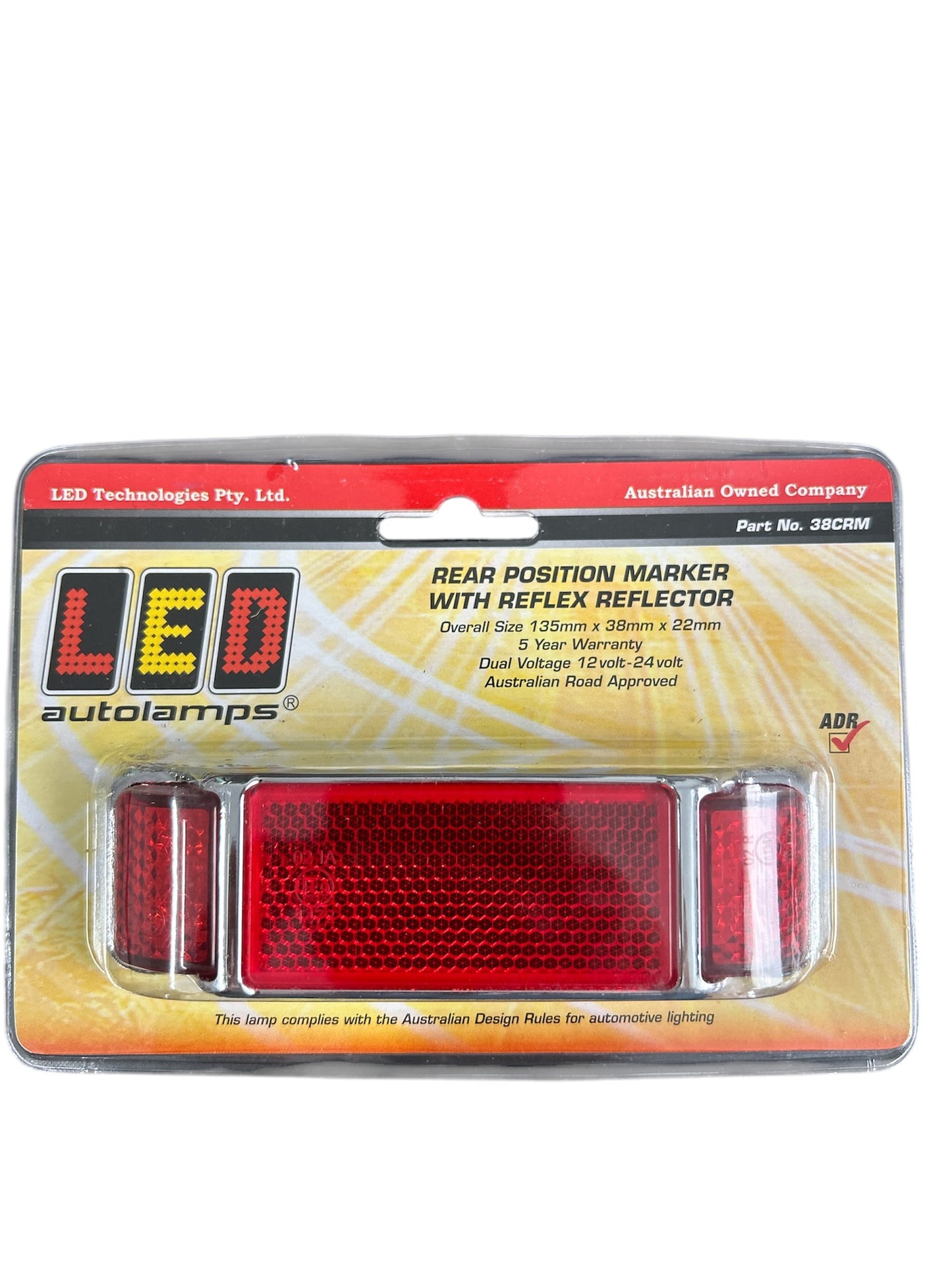 38 Series Chrome Marker Lamps with inbuilt Reflector 135mm x 38mm x 22mm