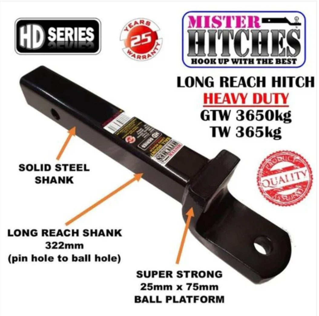 Mister Hitches HD 322mm Long Reach Ball Mount 3650kg